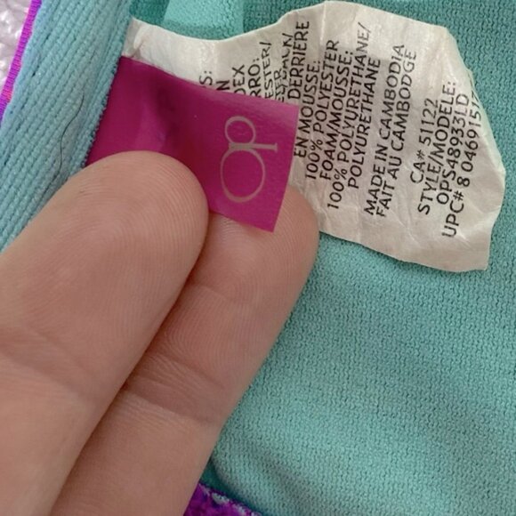 5/$25 OP Purple and Pink Fringe Bandeau Strapless Bikini Top S - Picture 4 of 10